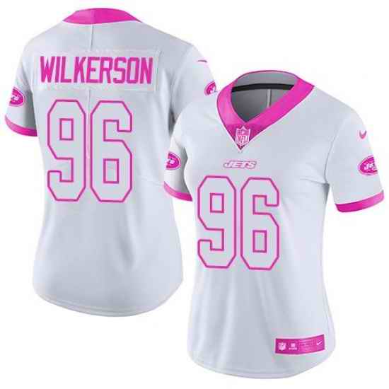 Nike Jets #96 Muhammad Wilkerson White Pink Womens Stitched NFL Limited Rush Fashion Jersey